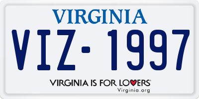 VA license plate VIZ1997