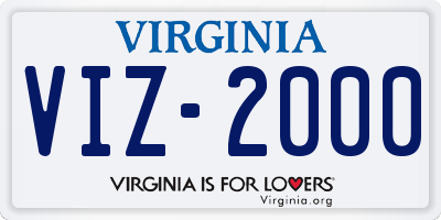 VA license plate VIZ2000