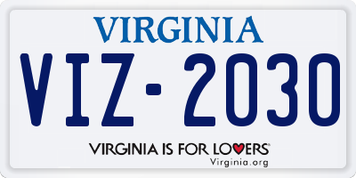 VA license plate VIZ2030