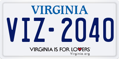 VA license plate VIZ2040