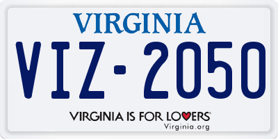 VA license plate VIZ2050