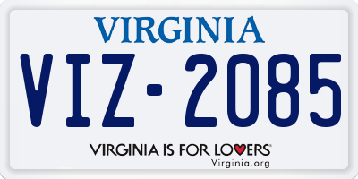 VA license plate VIZ2085