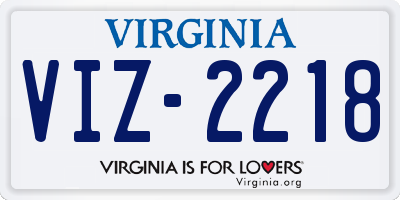 VA license plate VIZ2218