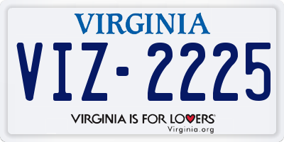 VA license plate VIZ2225