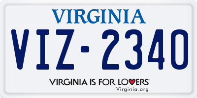 VA license plate VIZ2340