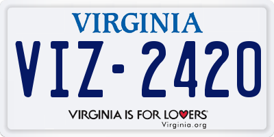 VA license plate VIZ2420