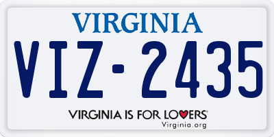VA license plate VIZ2435