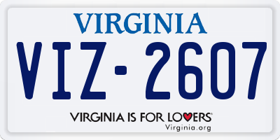 VA license plate VIZ2607