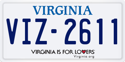 VA license plate VIZ2611