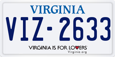 VA license plate VIZ2633