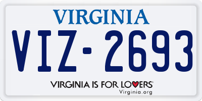 VA license plate VIZ2693
