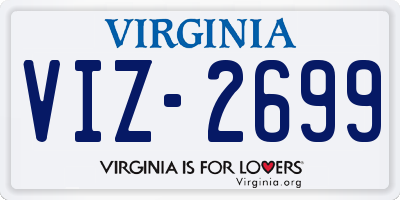 VA license plate VIZ2699