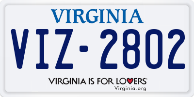 VA license plate VIZ2802