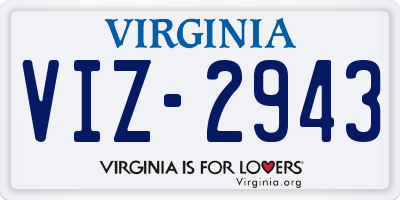 VA license plate VIZ2943