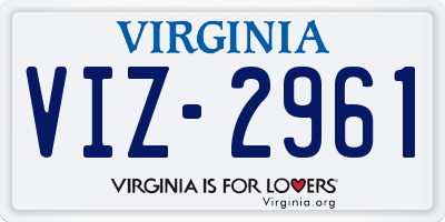 VA license plate VIZ2961