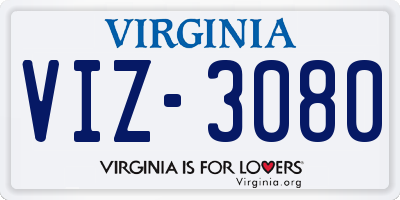 VA license plate VIZ3080
