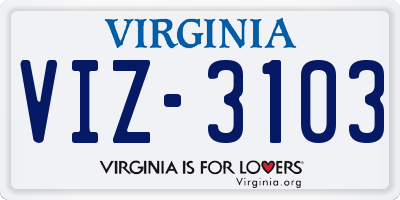 VA license plate VIZ3103