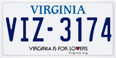 VA license plate VIZ3174