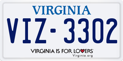 VA license plate VIZ3302
