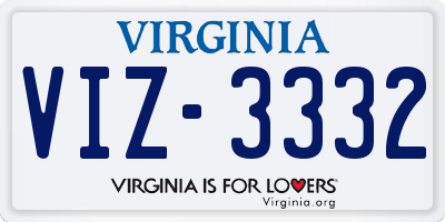 VA license plate VIZ3332