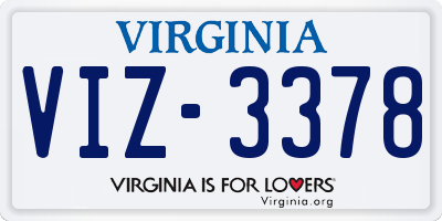 VA license plate VIZ3378