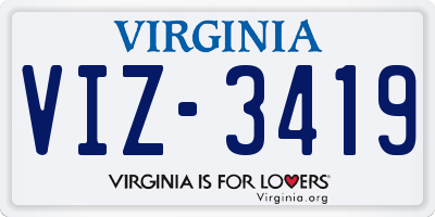 VA license plate VIZ3419