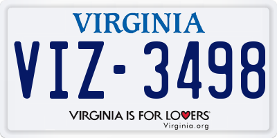 VA license plate VIZ3498