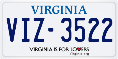 VA license plate VIZ3522