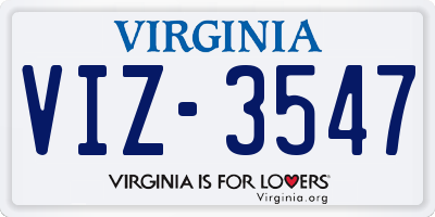 VA license plate VIZ3547