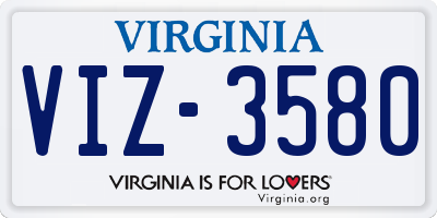 VA license plate VIZ3580