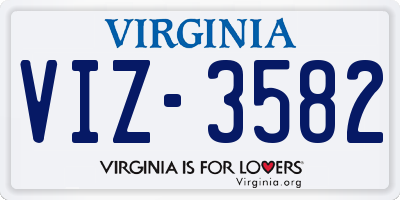 VA license plate VIZ3582