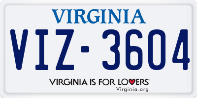 VA license plate VIZ3604