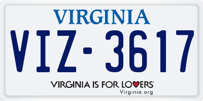 VA license plate VIZ3617