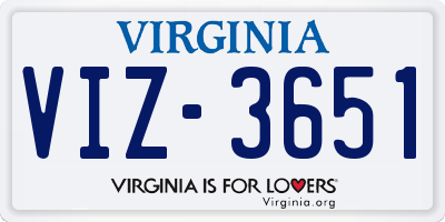 VA license plate VIZ3651