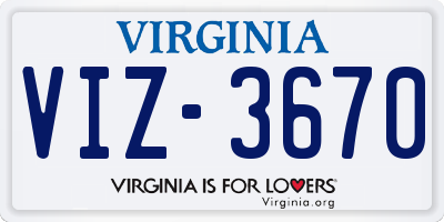VA license plate VIZ3670