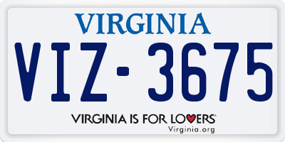 VA license plate VIZ3675