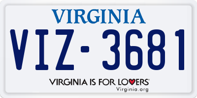 VA license plate VIZ3681