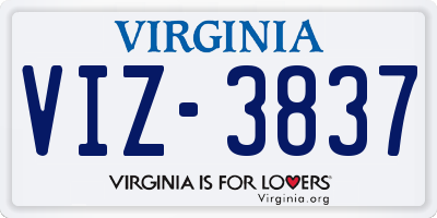 VA license plate VIZ3837