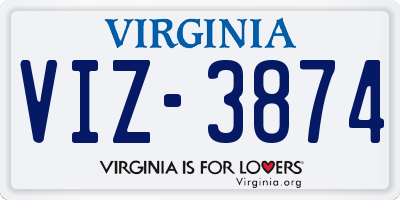 VA license plate VIZ3874