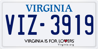 VA license plate VIZ3919