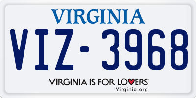 VA license plate VIZ3968
