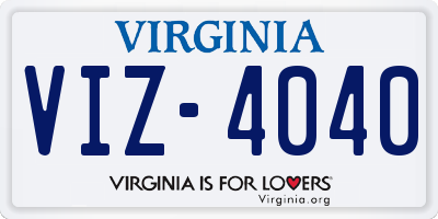 VA license plate VIZ4040