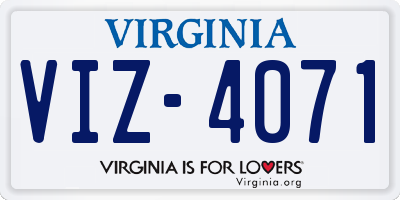 VA license plate VIZ4071