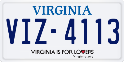 VA license plate VIZ4113