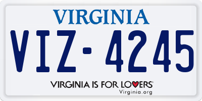 VA license plate VIZ4245