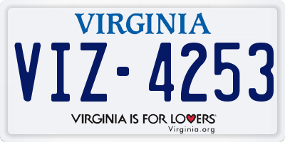 VA license plate VIZ4253