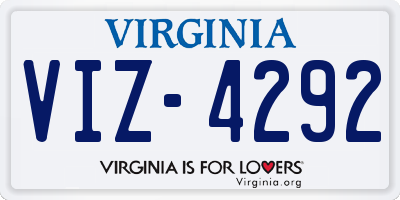 VA license plate VIZ4292