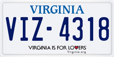VA license plate VIZ4318