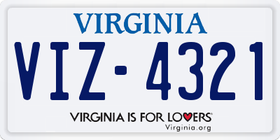 VA license plate VIZ4321