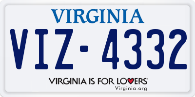 VA license plate VIZ4332